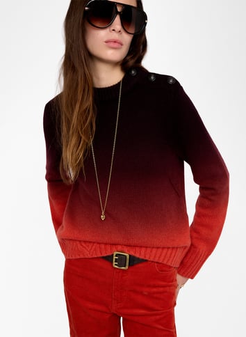 Pull droit col rond en cachemire ZADIG&VOLTAIRE Orange